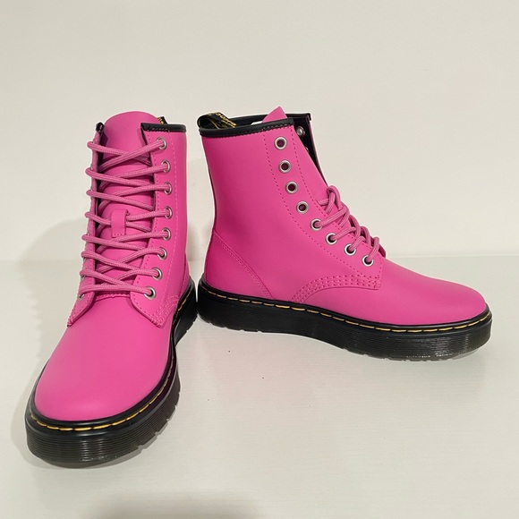 Dr Martens Zavala Pink Combat Boots Women Sz 6 - Picture 8 of 9